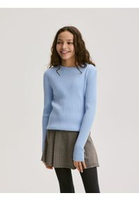 Reserved - Prążkowany sweter - jasnoniebieski. Kolor: niebieski. Materiał: prążkowany #1