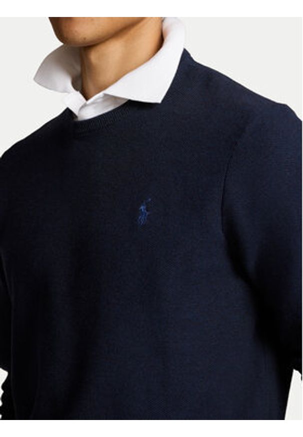 Polo Ralph Lauren Sweter 710918163001 Granatowy Regular Fit. Typ kołnierza: polo. Kolor: niebieski. Materiał: bawełna