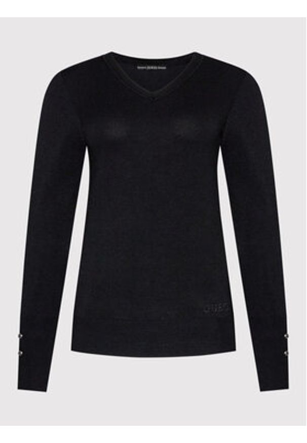 Guess Sweter W2YR31 Z2V62 Czarny Regular Fit. Kolor: czarny. Materiał: wiskoza