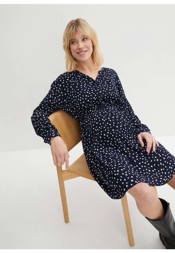 bonprix - Sukienka ciążowa i do karnienia piersią. Kolekcja: moda ciążowa. Kolor: niebieski. Wzór: kropki