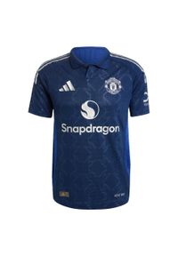 Adidas - Koszulka Manchester United 24/25 Away Authentic. Kolor: niebieski. Materiał: materiał