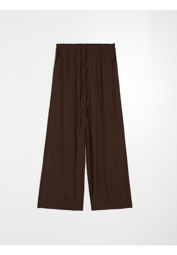 Sinsay - Spodnie wide leg z wiskozą - brązowy. Kolor: brązowy
