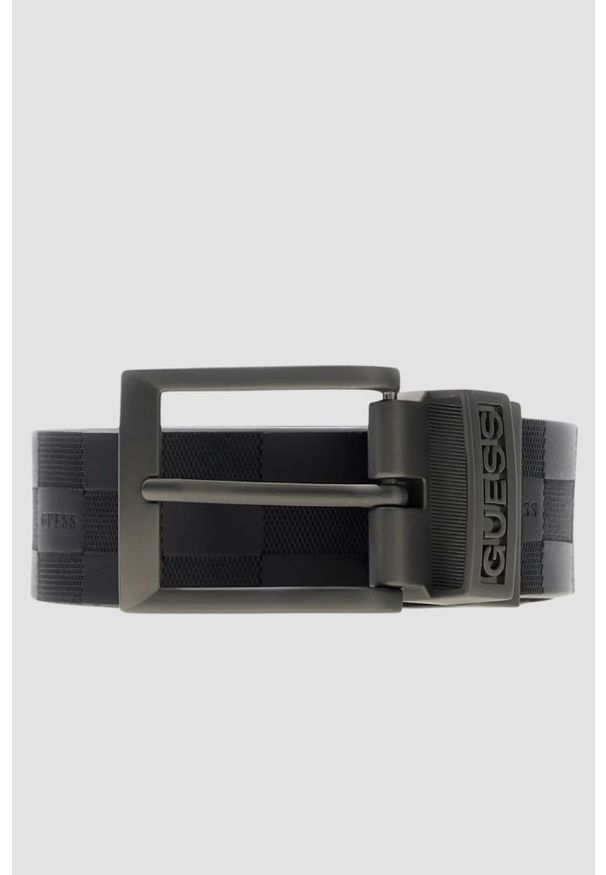 Guess - GUESS Czarny dwustronny męski pasek w monogram Reversible Logo Belt, Rozmiar M. Kolor: czarny. Styl: elegancki, casual