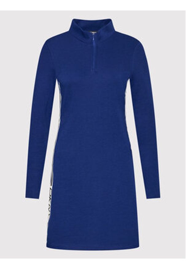 DKNY Sukienka dzianinowa DD1GD247 Granatowy Regular Fit. Kolor: niebieski. Materiał: dzianina, bawełna