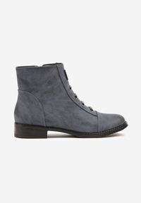 Born2be - Niebieskie Botki Trzewiki z Metalicznymi Klamrami Asanella. Okazja: na co dzień. Zapięcie: klamry. Kolor: niebieski. Materiał: jeans. Styl: casual #5