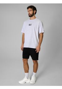 4f - 4F T-shirt loose z nadrukiem męski - szary M. Okazja: na co dzień. Kolor: szary. Materiał: dzianina, bawełna, materiał. Wzór: nadruk. Styl: casual #2