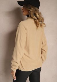 Renee - Beżowa Bluza z Zapięciem na Suwak Kieszeniami i Stójką Esandria. Okazja: na co dzień. Typ kołnierza: kołnierzyk stójkowy. Kolor: beżowy. Materiał: jeans. Styl: casual, klasyczny #4