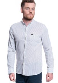 Lee - MĘSKA KOSZULA MATERIAŁOWA LEE SLIM BUTTON DOWN WHITE L66XNG12. Typ kołnierza: button down. Kolor: biały. Materiał: materiał #3