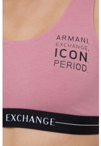 Armani Exchange Biustonosz 947004.1A502 kolor różowy bawełniany gładki. Kolor: różowy. Materiał: bawełna. Rodzaj stanika: odpinane ramiączka. Wzór: gładki #2