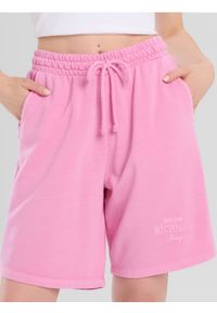 Sinsay - Szorty z wiązaniem z ozdobnym haftem - różowy. Kolor: różowy. Wzór: haft #1
