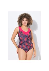 ULLA POPKEN - Damski Strój kąpielowy papugi miękkie miseczki. Kolekcja: plus size. Kolor: czarny. Materiał: elastan, poliamid, materiał