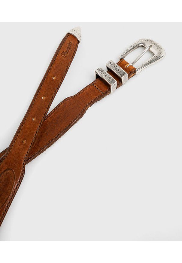 Wrangler - WRANGLER SALOON BELT DAMSKI PASEK SKÓRZANY COGNAC W0B88U181 112125584. Materiał: skóra