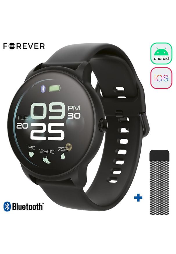 FOREVER - Forever smartwatch ForeVive 2 SB-330, Black. Rodzaj zegarka: smartwatch. Kolor: czarny. Styl: elegancki, sportowy