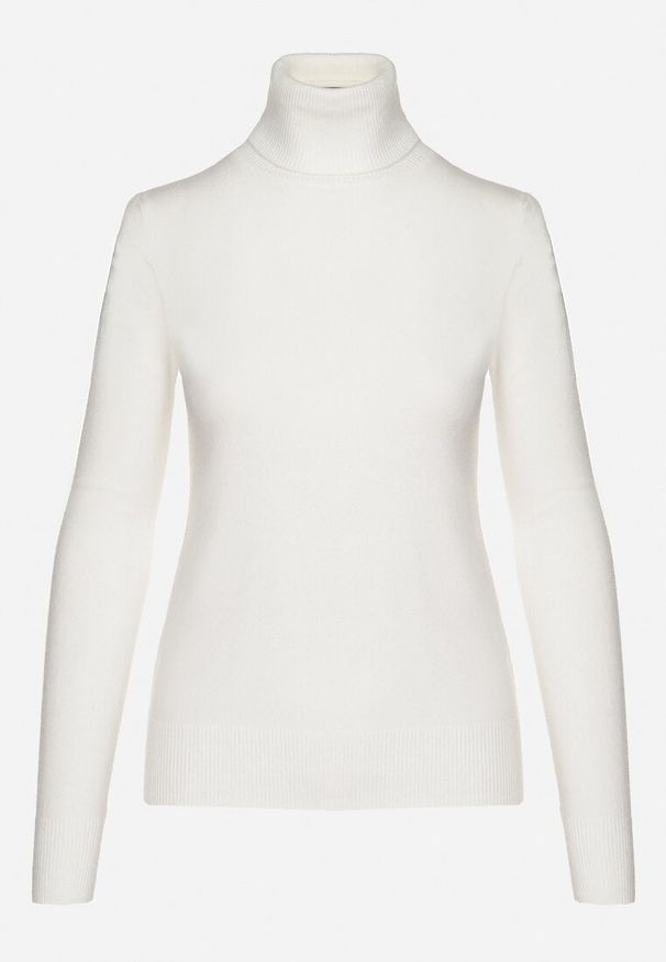 Born2be - Biały Golf Sweter z Wiskozą i Kaszmirem Zailaya. Okazja: na co dzień. Typ kołnierza: golf. Kolor: biały. Materiał: wiskoza, kaszmir. Styl: casual