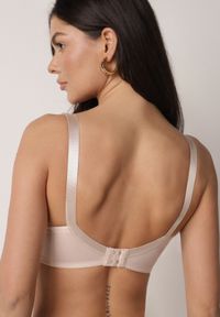 Born2be - Jasnobeżowy Biustonosz na Szerokich Ramiączkach z Koronką Merabilla. Kolor: beżowy. Materiał: koronka. Wzór: koronka #6