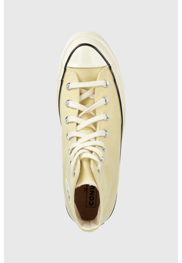 Converse trampki CHUCK 70 HI damskie kolor żółty. Nosek buta: okrągły. Zapięcie: sznurówki. Kolor: żółty. Materiał: guma. Szerokość cholewki: normalna