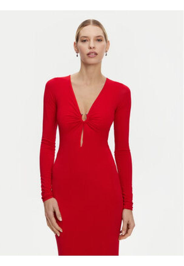 Pinko - PINKO Sukienka wieczorowa 104935 A2GS Czerwony Slim Fit. Kolor: czerwony. Materiał: wiskoza. Styl: wizytowy