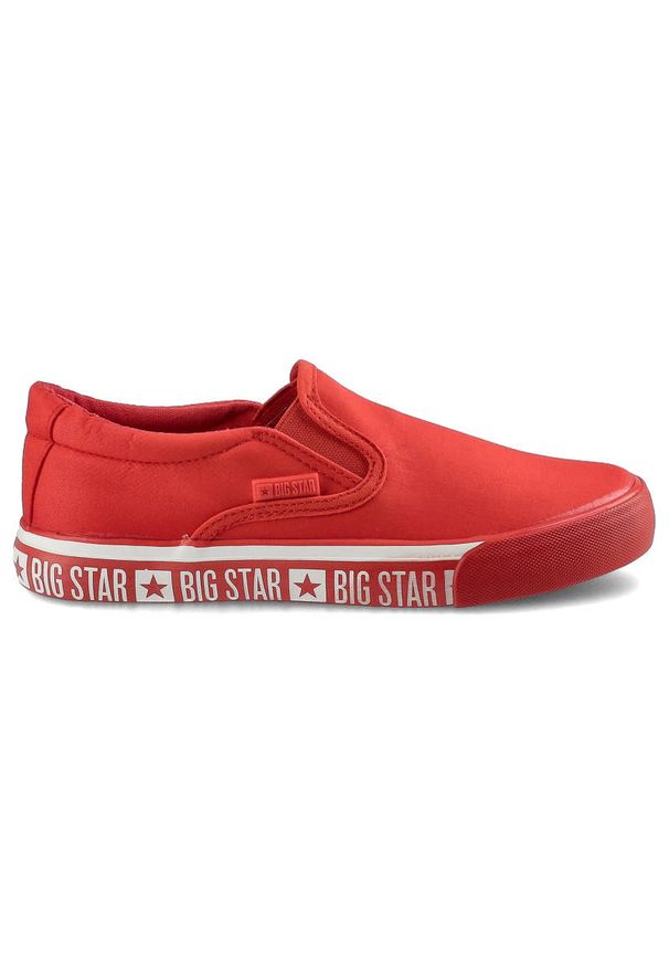 Big-Star - Czerwone Tenisówki Big Star Modne Obuwie Damskie. Okazja: na co dzień. Kolor: czerwony. Materiał: materiał. Styl: casual, sportowy