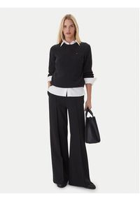 TOMMY HILFIGER - Tommy Hilfiger Sweter Fine WW0WW44993 Czarny Regular Fit. Kolor: czarny. Materiał: bawełna #4