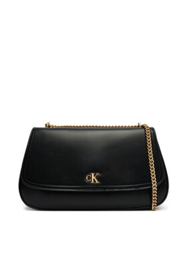 Calvin Klein Torebka Ck Convertible Chain Medium Bag LV04F3171G Czarny. Kolor: czarny. Materiał: skórzane