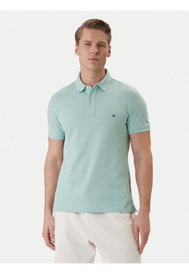 TOMMY HILFIGER - Tommy Hilfiger Polo 1985 MW0MW17771 Zielony Slim Fit. Typ kołnierza: polo. Kolor: zielony. Materiał: bawełna