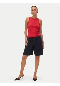 Vero Moda Top Naja 10341964 Czerwony Slim Fit. Kolor: czerwony. Materiał: bawełna #5