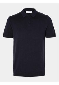 Selected Homme Polo Berg 16092437 Granatowy Regular Fit. Typ kołnierza: polo. Kolor: niebieski. Materiał: bawełna #4