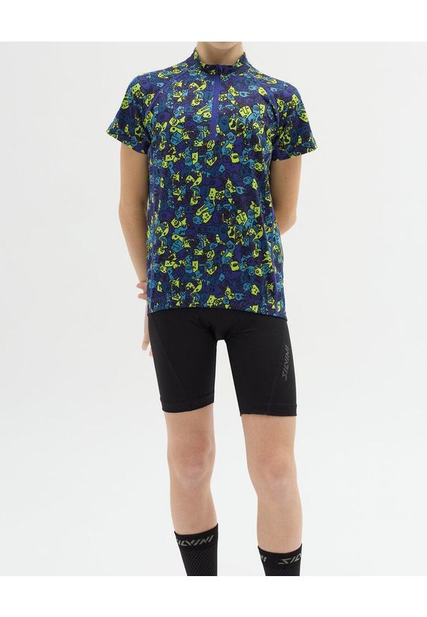 Silvini - Koszulka rowerowa (z krótkim rękawem) dziecięca SILVINI Junior Jersey SCRIVIA. Kolor: zielony, niebieski, wielokolorowy, żółty. Materiał: jersey. Długość rękawa: krótki rękaw. Długość: krótkie