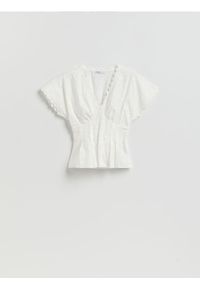 Reserved - Taliowana bluzka - biały. Kolor: biały. Materiał: bawełna #1