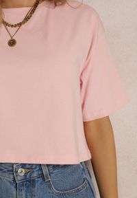 Renee - Jasnoróżowy T-shirt Phelista. Okazja: na co dzień. Kolor: różowy. Materiał: jeans. Długość rękawa: krótki rękaw. Długość: krótkie. Styl: klasyczny, casual #3