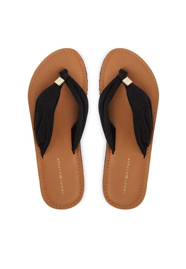 TOMMY HILFIGER - Tommy Hilfiger Japonki Th Ltr Footbed Summer Sandal FW0FW09194 Czarny. Kolor: czarny. Materiał: materiał
