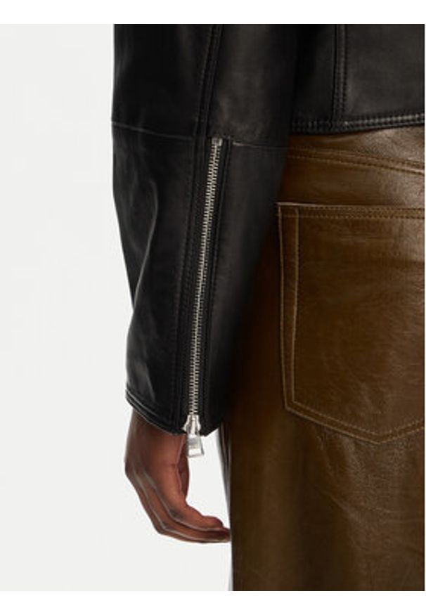 Hugo - HUGO Kurtka skórzana Laridas 50545066 Czarny Regular Fit. Kolor: czarny. Materiał: skóra