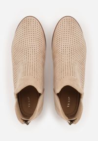 Born2be - Jasnobeżowe Płaskie Botki Vices z Wycięciem Felilia. Okazja: na co dzień. Kolor: beżowy. Materiał: jeans. Styl: casual, elegancki #5