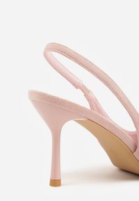 Renee - Różowe Sandały Slingback na Szpilce z Imitacji Zamszu Carilona. Zapięcie: bez zapięcia. Kolor: różowy. Materiał: zamsz. Sezon: lato. Obcas: na szpilce. Wysokość obcasa: średni #4