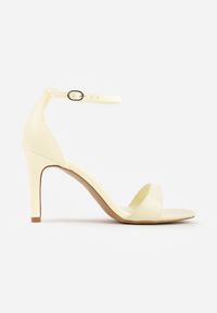 Renee - Żółte Sandały na Szpilce z Wyciętą Cholewką Metiotai. Zapięcie: sprzączka. Kolor: żółty. Wzór: kwiaty. Obcas: na szpilce. Styl: elegancki #3