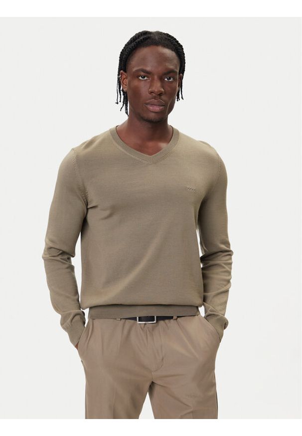 BOSS Sweter Baram-L 50476363 Brązowy Regular Fit. Kolor: brązowy. Materiał: wełna