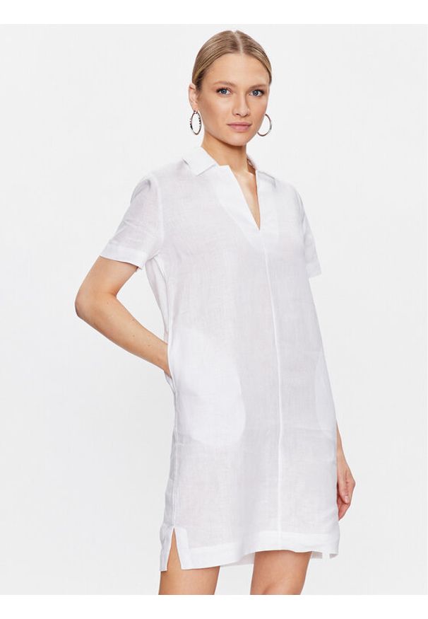 Calvin Klein Sukienka codzienna K20K205604 Biały Regular Fit. Okazja: na co dzień. Kolor: biały. Materiał: len. Typ sukienki: proste. Styl: casual