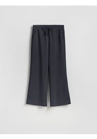 Reserved - Spodnie z szeroką nogawką - ciemnoszary. Kolor: szary. Materiał: dzianina
