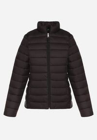 Born2be - Czarna Pikowana Kurtka w Klasycznym Stylu Nelaniel. Okazja: na co dzień. Kolor: czarny. Materiał: jeans. Styl: klasyczny #6