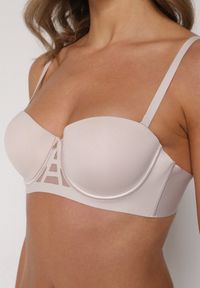 Born2be - Beżowy Gładki Biustonosz Balkonetka Dalilin. Kolor: beżowy. Wzór: gładki #3