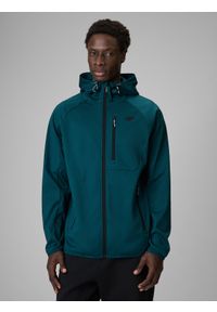 4f - 4F Kurtka softshell wiatroodporna membrana 5000 męska - zielona L. Kolor: turkusowy. Materiał: softshell. Wzór: gładki #1