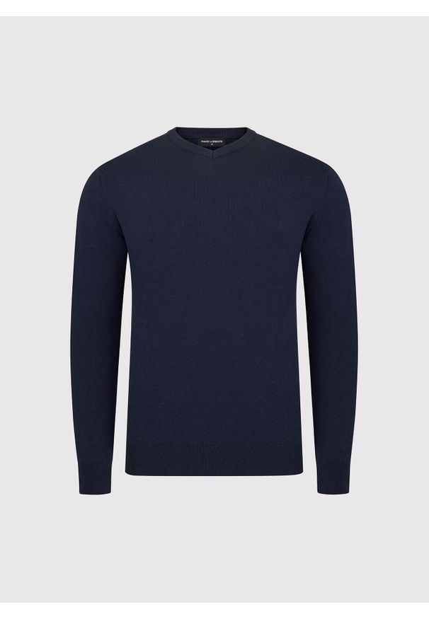 Pako Lorente - PAKO LORENTE - ranatowy sweter męski v-neck. Okazja: na co dzień. Kolor: zielony, czerwony, niebieski. Materiał: wiskoza, nylon. Sezon: jesień. Styl: casual