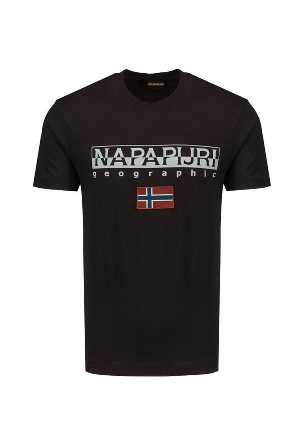 Napapijri - T-shirt NAPAPIJRI AYAS. Materiał: bawełna, prążkowany. Wzór: nadruk, haft. Sezon: lato. Styl: klasyczny