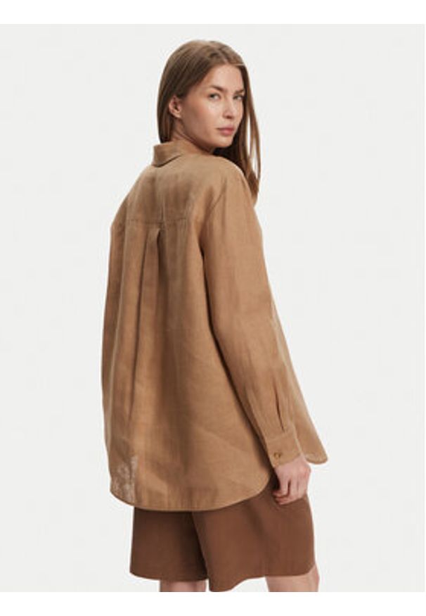 Max Mara Koszula Noel 2516111018 Brązowy Regular Fit. Kolor: brązowy. Materiał: len