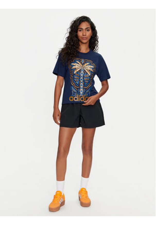 Adidas - adidas T-Shirt FARM Rio Graphic IV9758 Granatowy Regular Fit. Kolor: niebieski. Materiał: bawełna