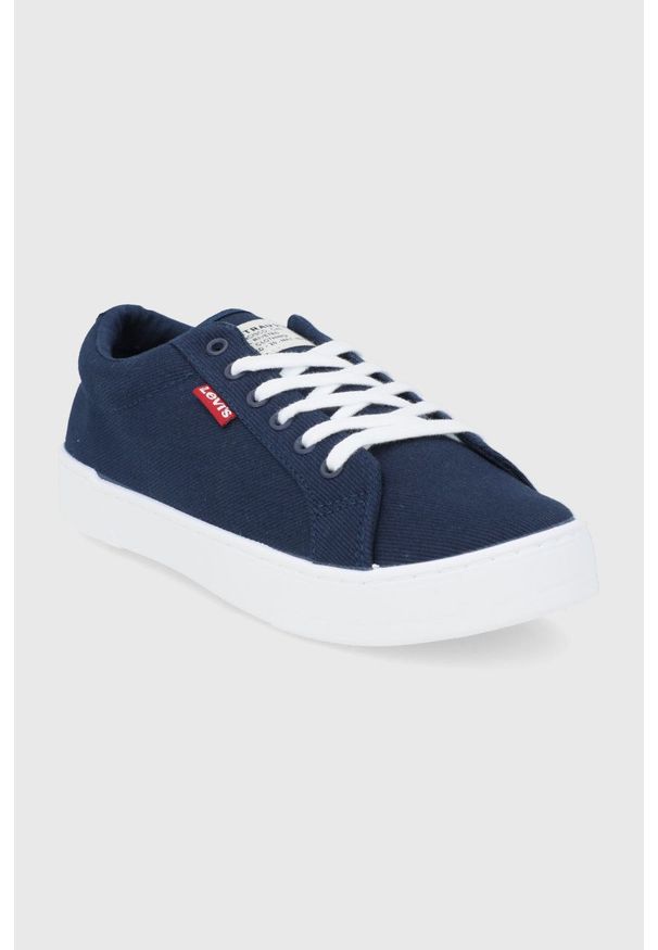 Levi's® - Levi's tenisówki Malibu 2.0 damskie kolor granatowy. Okazja: na spotkanie biznesowe. Nosek buta: okrągły. Zapięcie: sznurówki. Kolor: niebieski. Materiał: guma. Styl: biznesowy