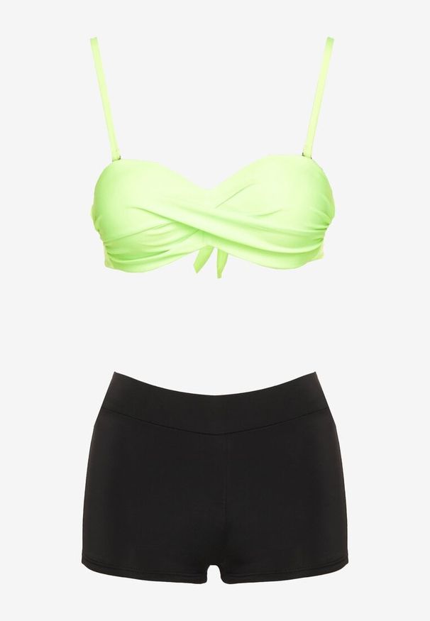 Renee - Zielone Bikini 3-częściowe Biustonosz z Wiązaniem Majtki Figi i Bokserki Vinalle. Kolor: zielony. Wzór: aplikacja