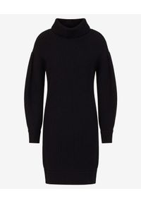 Armani Exchange - ARMANI EXCHANGE - Czarna sukienka mini z dzianiny. Typ kołnierza: golf. Kolor: czarny. Materiał: dzianina. Długość: mini #3