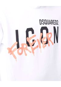 DSQUARED2 - Biała bluza z kontrastowym napisem Icon. Typ kołnierza: kaptur. Kolor: biały. Materiał: bawełna, tkanina. Długość rękawa: długi rękaw. Długość: długie. Wzór: napisy
