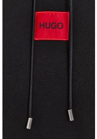 Hugo - HUGO sukienka 50457327 damska kolor różowy z kapturem. Typ kołnierza: kaptur. Kolor: czarny. Materiał: bawełna. Długość rękawa: długi rękaw. Wzór: aplikacja #3